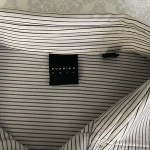 Dunning Golf- performance polo. Black and white strip size large